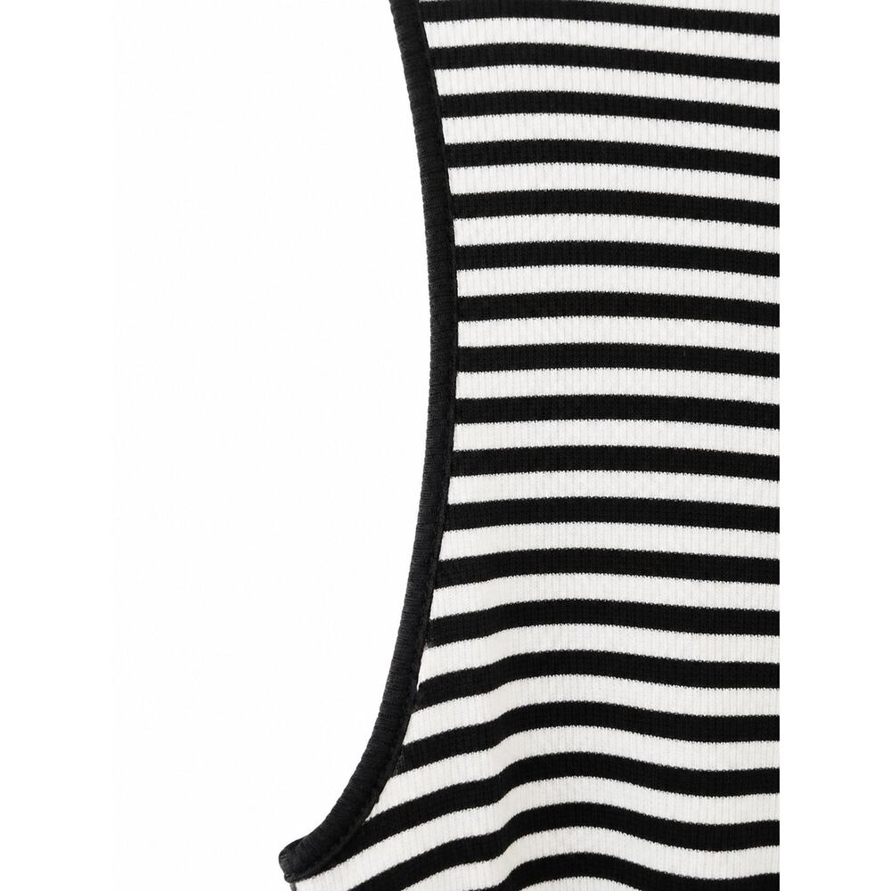 Workshop Republic Clothing Black & White Striped Sleeveless Mock Neck Tank - Picture 4 of 5